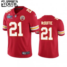Maillot Enfant Kansas City Chiefs Trent McDuffie 21 Super Bowl LVII Rouge Vapor Limited